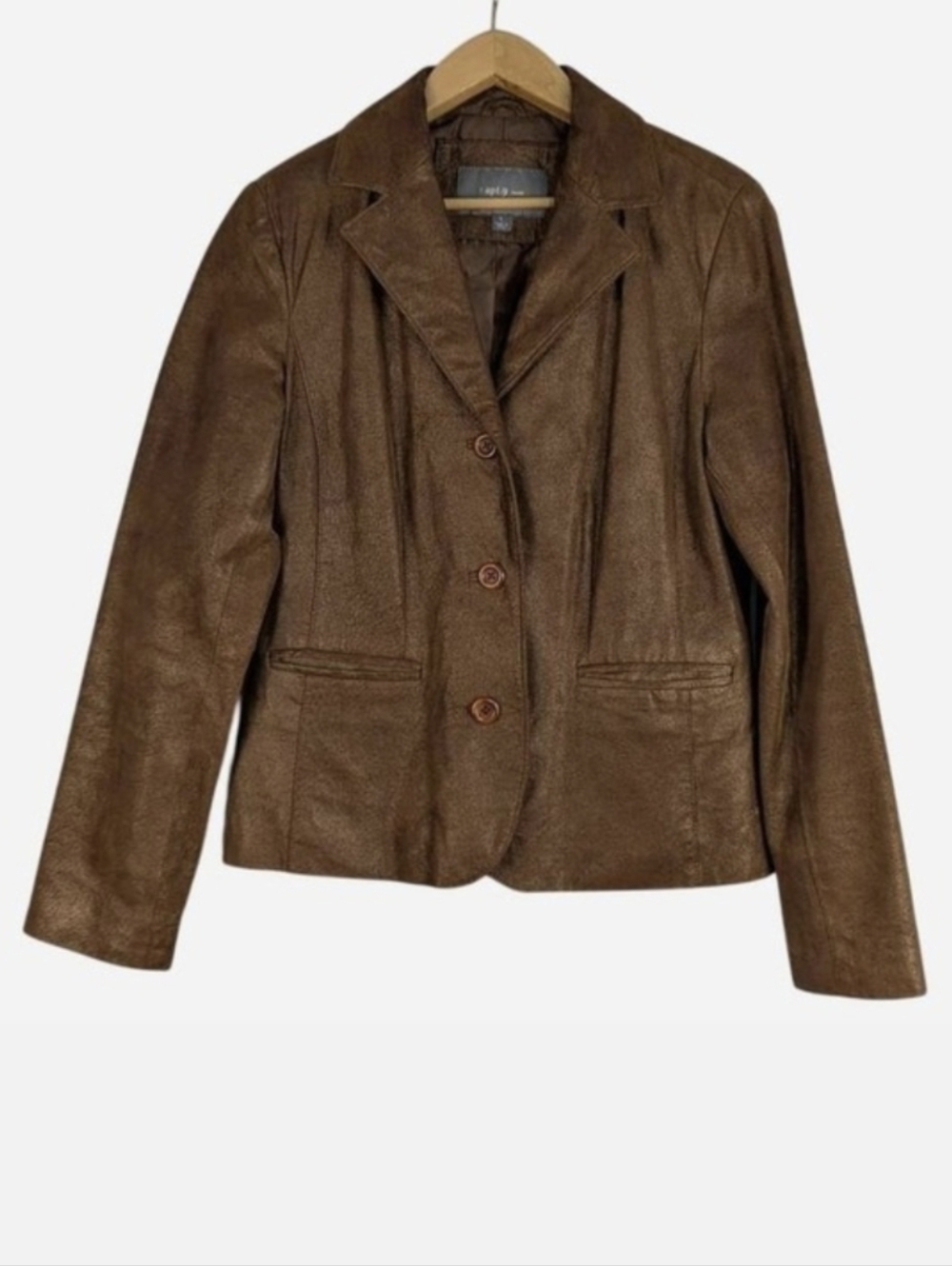 Apt. 9 Suede Brown 100% Leather Blazer Jacket Womens Large